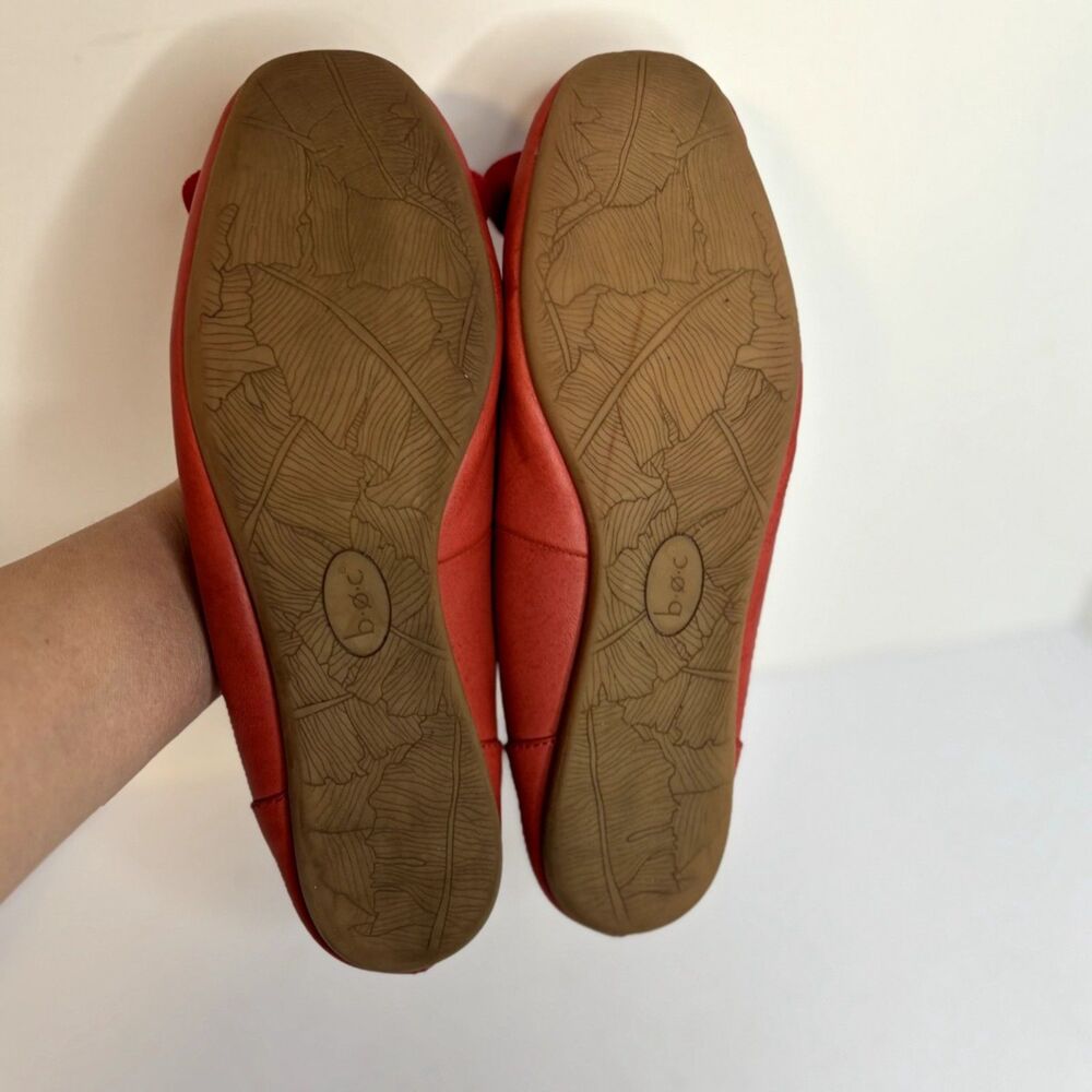 Born Comfort Red Leather Floral Ballet Flats Tropical Lining Womens 8M - Picture 8 of 8